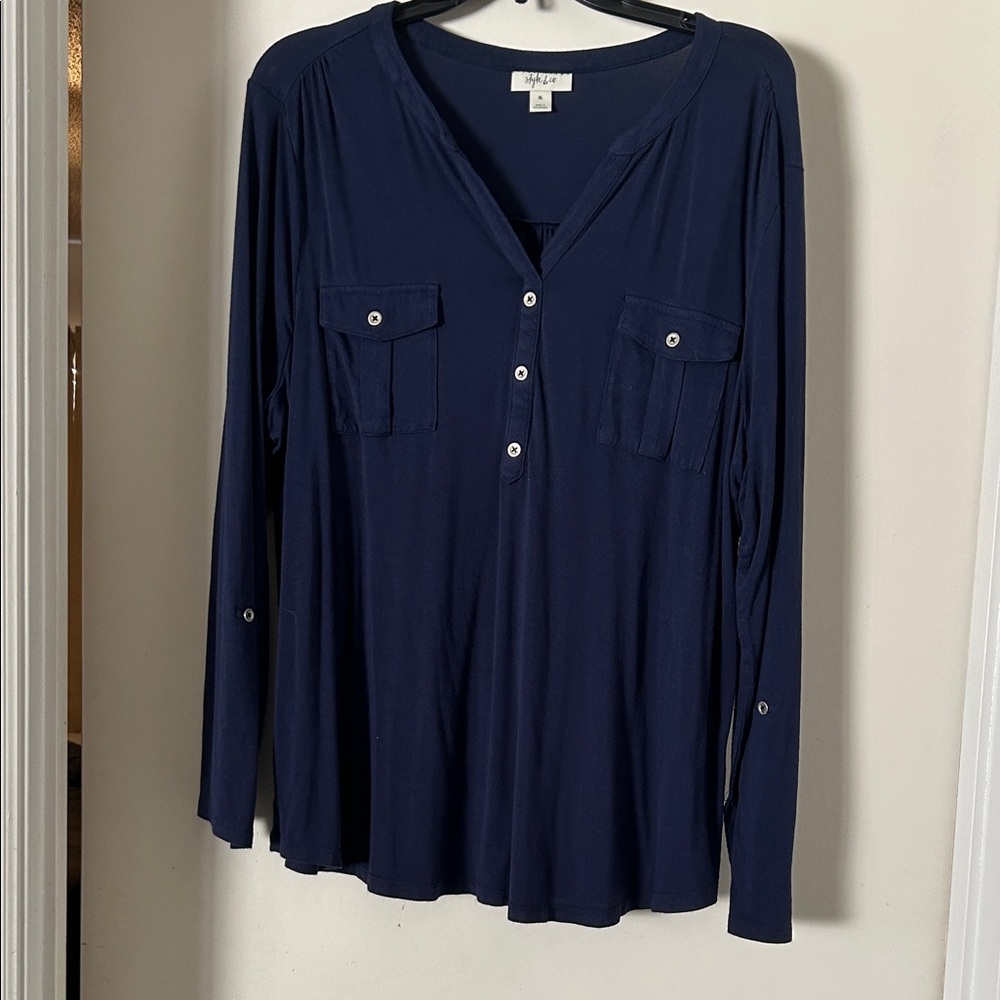 Style & Co. Navy Button-Down Shirt